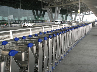 Rows of trolley at the airport