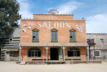 Saloon in an old American western town