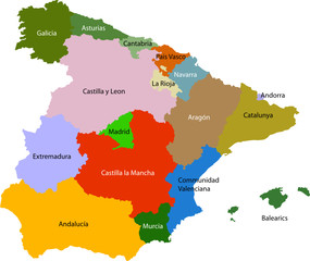 Fototapeta premium Spain Political Map