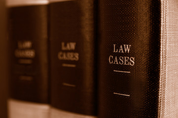 Closeup of  law books on a shelf