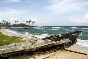 damaged boat on beach nicaragua