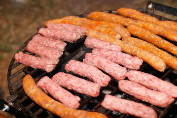 sausages on grill