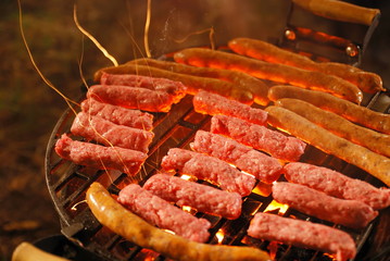 sausages on grill