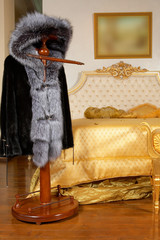 Fur coat on a hanger