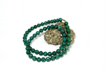 Malachite necklace and pyrite
