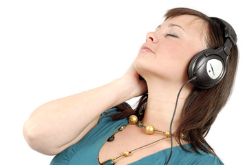 Woman wearing headphones