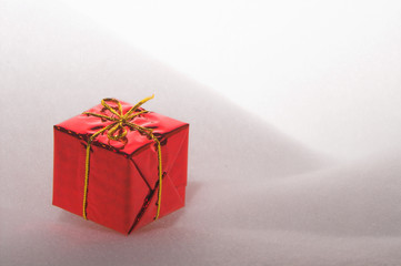 A set of colorful seasonal Christmas present gift boxes.