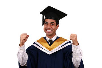 Young Indian graduation picture isolated with clipping path.