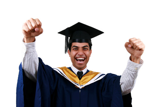 Young Indian graduation picture isolated with clipping path.
