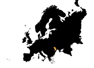 Europe with highlighted Moldova map.