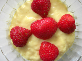 pudding mit erdbeeren