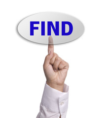 woman hand presses the ok key, isolated