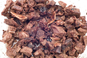 object on white - food - stew veal heart