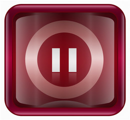 Pausa icon, red, isolated on white background