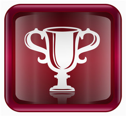 Cup icon, red, isolated on white background