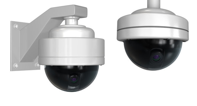 Security Cameras isolated on White Background. 3D illustration