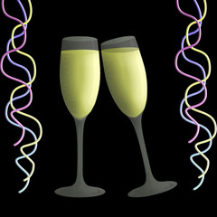 champagne glasses and serpentine