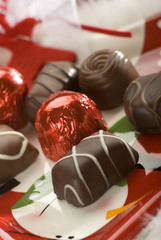 chocolate candy decorated for holiday close up