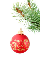 Christmas bauble on a white background