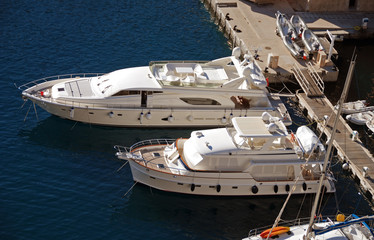 Luxury boats in marina
