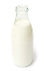 Milk in the bottle on white background. Food image series