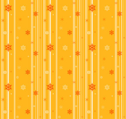 Orange seamless background with snowflakes