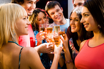 Portrait of happy young friends 