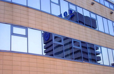 Reflexion of a building of station