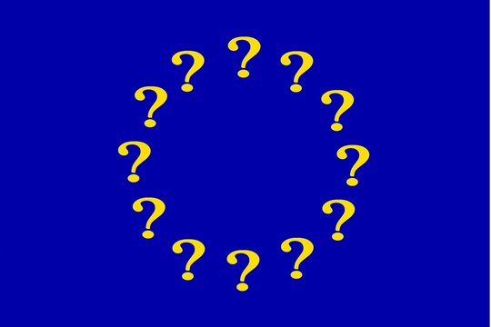 Drapeau europ&eacute;en avec points d'interrogation