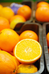 fresh oranges in supermarket