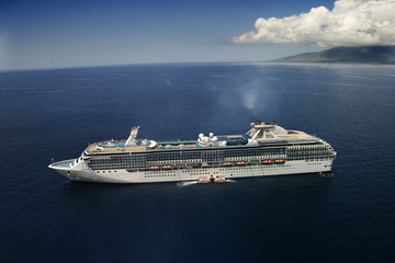 Cruise liner at sea.