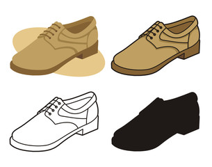 male shoe 4 in four versions