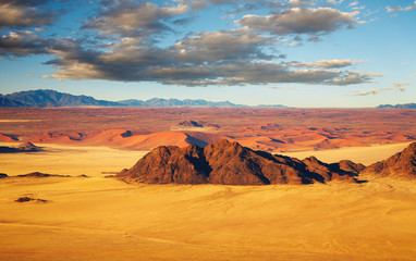 Namib Desert, dunes of Sossusvlei, bird's-eye view - obrazy, fototapety, plakaty