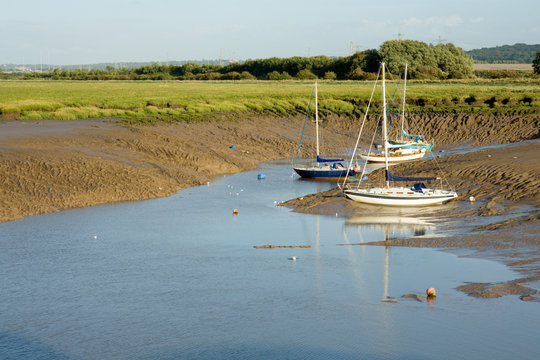 Yachts Moored in a Tidal Inlet