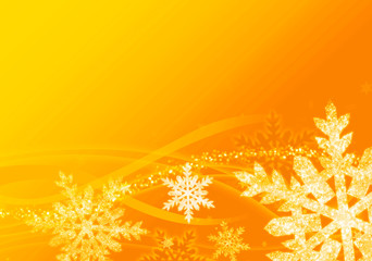 Snow on gold backgriund