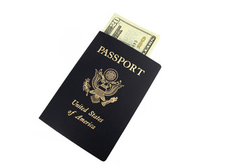 US passport and Twenty Dollar bills