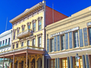 balcony of old saloon in old sacramento