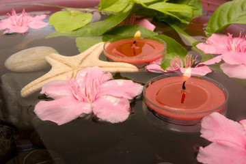 Obraz na płótnie Canvas Aromatheraphy z kwiatami w wodzie