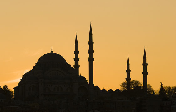 The Blue Mosque Silhouette during sunset in Istanbul