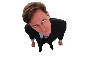 funny angry man, view from above