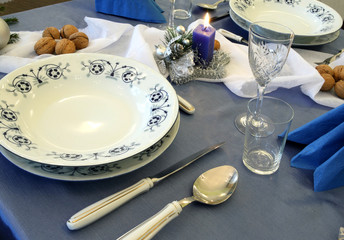 Christmas table with decorative porcelain, 