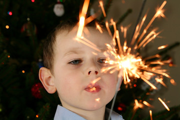 Child watching a cool firework
