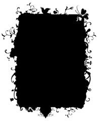 Vector frame with nature flowers, swirls and butterfly detail