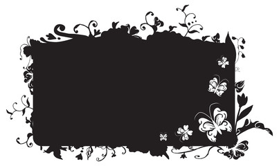 Vector frame with nature flowers, swirls and butterfly detail