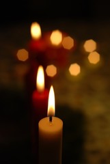 Close-up of candle lights creating a fine Christmas mood