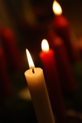 Close-up of candle lights creating a fine Christmas mood