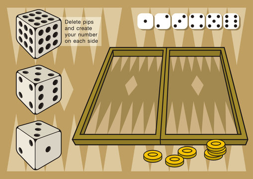 Backgammon create dice numbers deleting pips