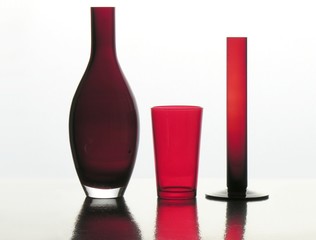 red glass vases and pot