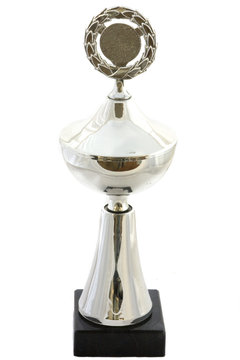 Small silver colored metal competition cup