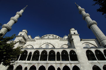 Inner yard of the Blue Mosque in Istanbul Turkey